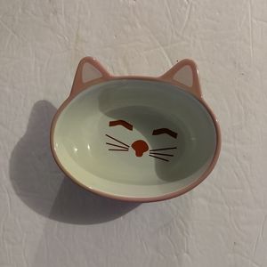 Petrageous Oval Frisky Kitty Stoneware Pink Cat Bowl/Dish  5.5" x 4"